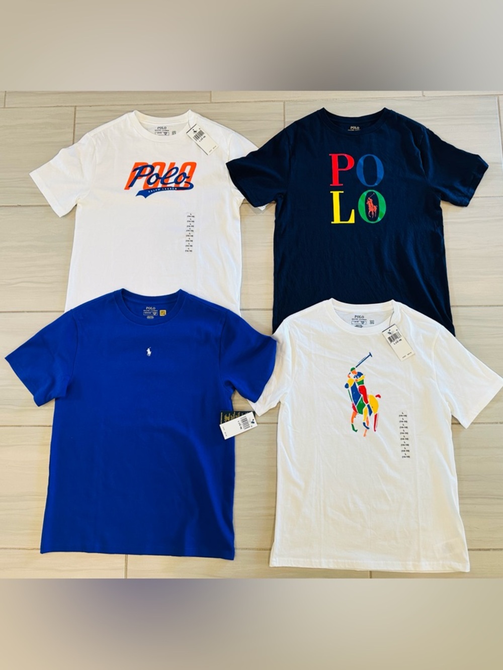 NWT Boy’s Size Large (10/12) Polo Ralph Lauren Short Sleeve Logo Tee Bundle